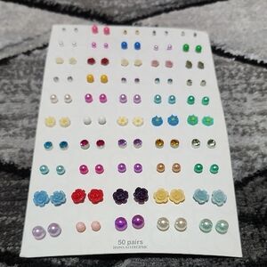 ASSORTED HYPOALLERGENIC 50 PAIRS STUD EARRINGS BUNDLE